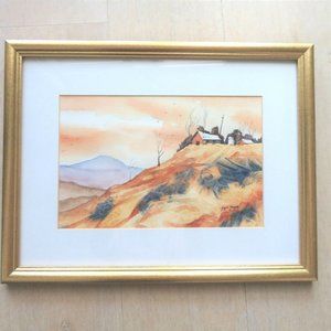 Vintage 90s Watercolor Landscape Framed Matted Signed Joyce Murdy Original
